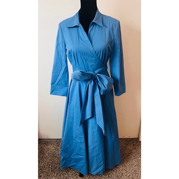 Michael Kors Collection Stretch Cotton Poplin Wrap Dress - Size 10 - Picture 2 of 7